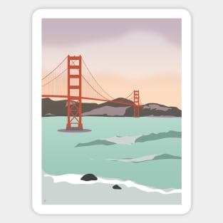 Waves under the Golden Gate Bridge, San Francisco, California Sticker